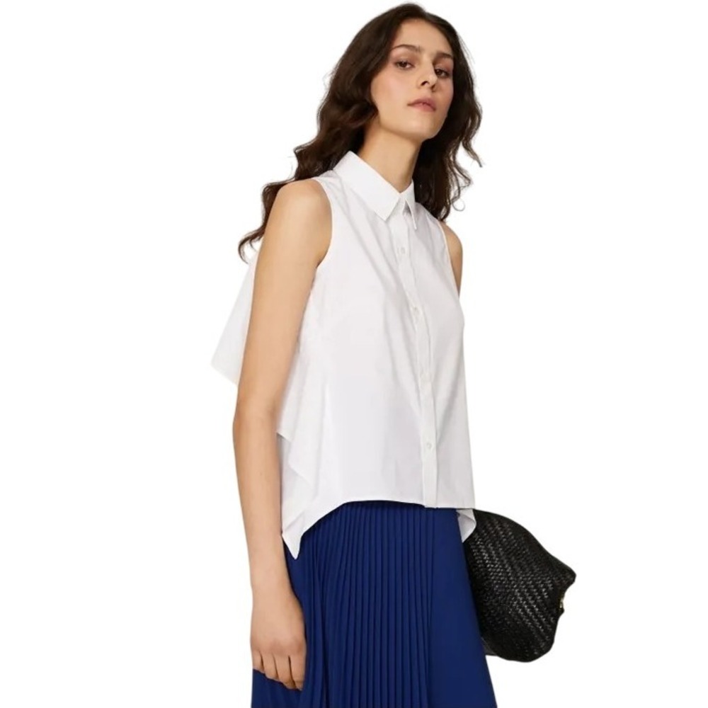 Peter Som Collective Sleeveless Collared Poplin Blouse White Size‎ 6
